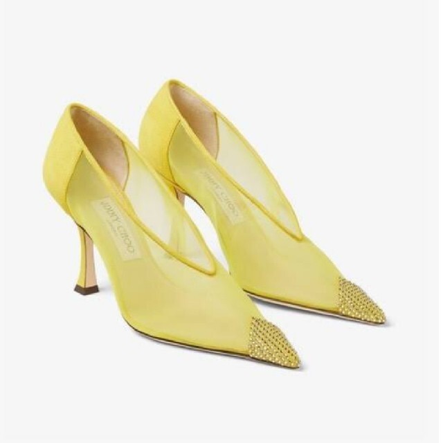 JIMMY CHOO - ジミーチュウ 新品 ラインストーン イエロー パンプスの