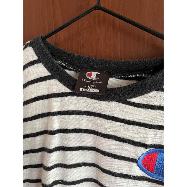 Champion(チャンピオン)のチャンピオンボーダーロンTsize120 キッズ/ベビー/マタニティのキッズ服男の子用(90cm~)(Tシャツ/カットソー)の商品写真