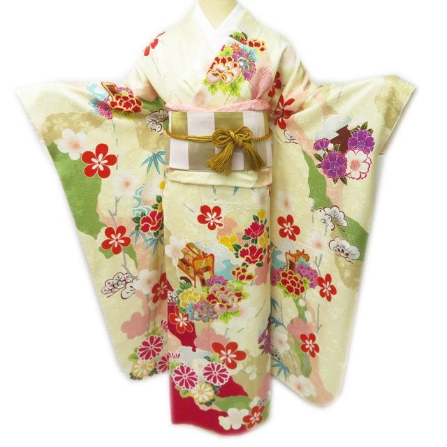 3681089IK 長尺 袋帯 振り袖 西陣織 美品 桜 菊 牡丹 振袖用 高評価な