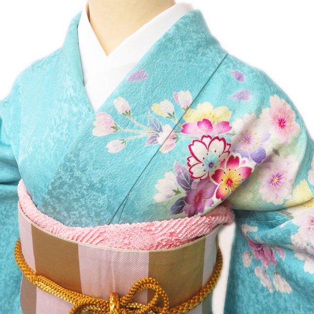 振袖 着物 正絹 桜模様 金駒刺繍 銀通し トール A767-4 L 振袖 着物 正絹 桜模様 金駒刺繍 銀通し トール A767-4 L