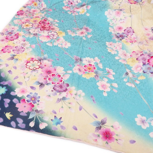 振袖 着物 正絹 桜模様 金駒刺繍 銀通し トール A767-4 L 振袖 着物 正絹 桜模様 金駒刺繍 銀通し トール A767-4 L