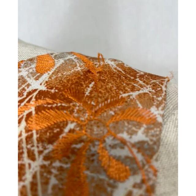 F94 used オレンジ 刺繍 総柄 ノースリーブ ロング ワンピース ドレス 2