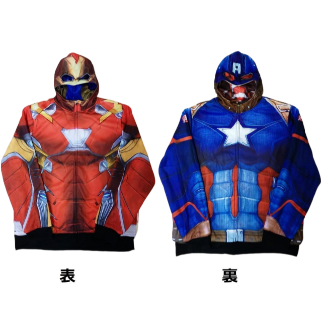 MARVEL(マーベル)のリバーシブルパーカー　2XL　アイアンマン×キャプテンアメリカ　マーベル * メンズのトップス(パーカー)の商品写真