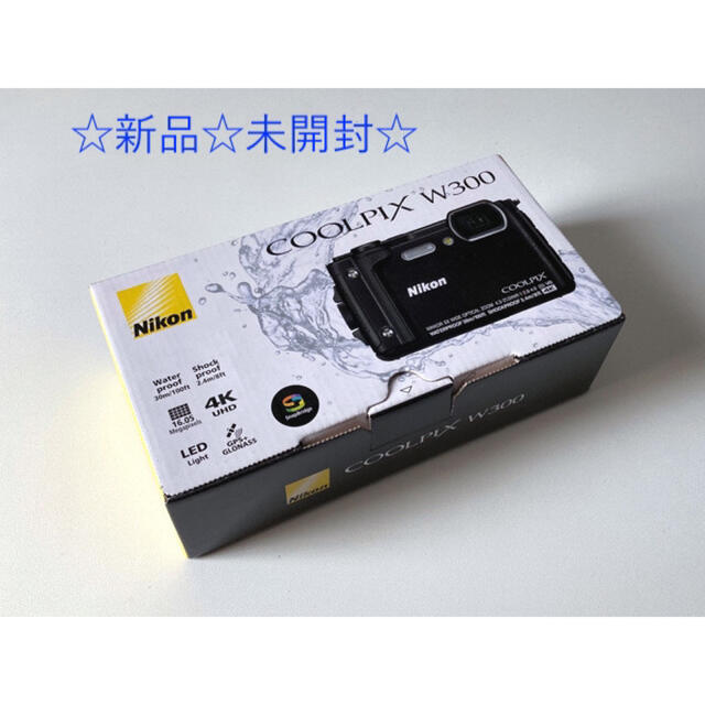 【超ポイントバック祭】 Nikon - ☆新品☆ Nikon　COOLPIX W300 ブラック W300BK コンパクトデジタルカメラ