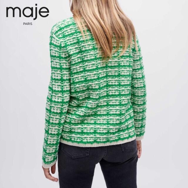 maje - ❤️maje2022新作 新品 緑チェック ニットカーディガン 2色