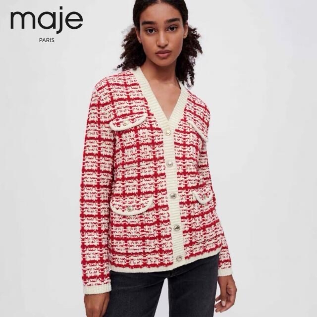 maje - ❤️maje2022新作 新品 緑チェック ニットカーディガン 2色