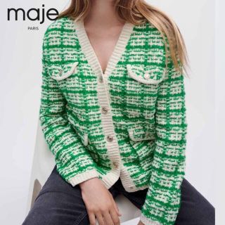 maje - ❤️maje2022新作 新品 緑チェック ニットカーディガン 2色