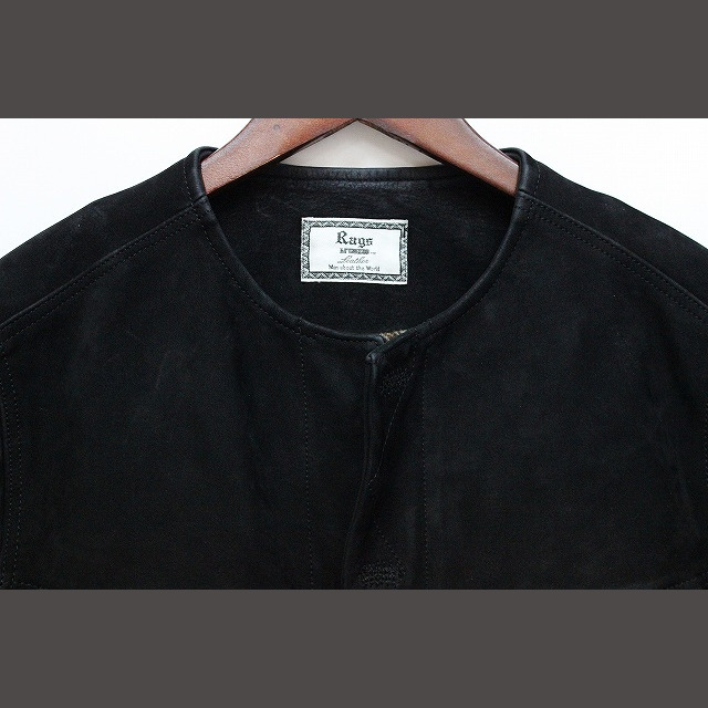 ラグスマックレガー ジャケット アウター ノーカラー レザー 牛革 M 黒 メンズのジャケット/アウター(その他)の商品写真