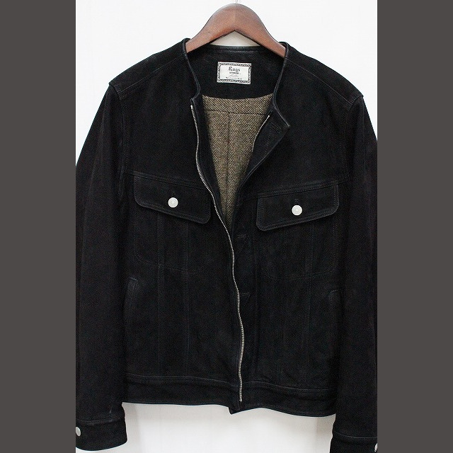 ラグスマックレガー ジャケット アウター ノーカラー レザー 牛革 M 黒 メンズのジャケット/アウター(その他)の商品写真