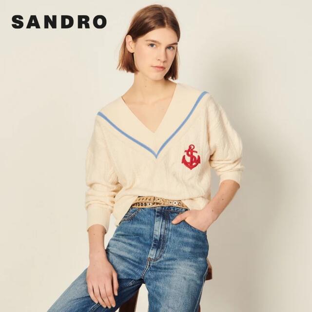 Sandro(サンドロ)の❤️Sandro22 新作新品　白ニットセーター　ウール　カシミヤ　2色　上品  レディースのトップス(ニット/セーター)の商品写真