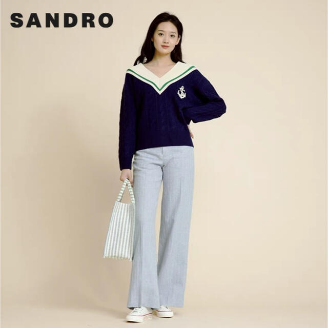 Sandro(サンドロ)の❤️Sandro22 新作新品　紺色ニットセーター　ウール　カシミヤ　2色上品  レディースのトップス(ニット/セーター)の商品写真