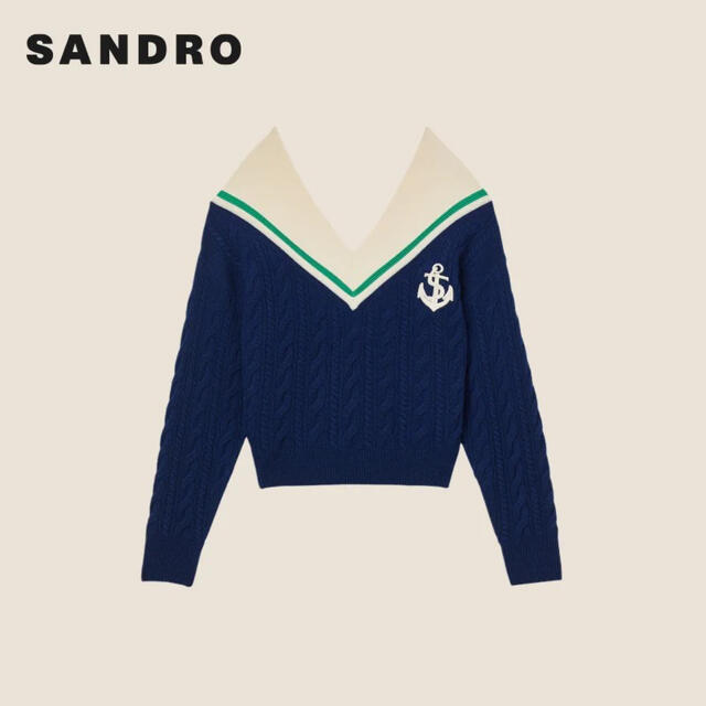 Sandro(サンドロ)の❤️Sandro22 新作新品　紺色ニットセーター　ウール　カシミヤ　2色上品  レディースのトップス(ニット/セーター)の商品写真