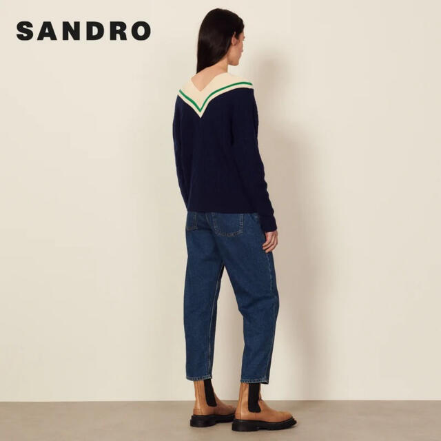 Sandro(サンドロ)の❤️Sandro22 新作新品　紺色ニットセーター　ウール　カシミヤ　2色上品  レディースのトップス(ニット/セーター)の商品写真