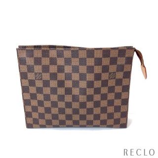 ルイヴィトン(LOUIS VUITTON)のヴィトン ポッシュトワレット26 ダミエエベヌ クラッチバッグ PVC ブラウン(クラッチバッグ)