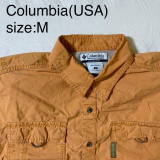 コロンビア(Columbia)のColumbia(USA)ビンテージフィッシングシャツ　オレンジ　M(シャツ)