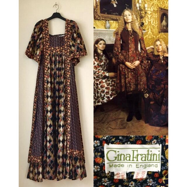 70s Gina Fratini Cotton Flower Maxi Dres