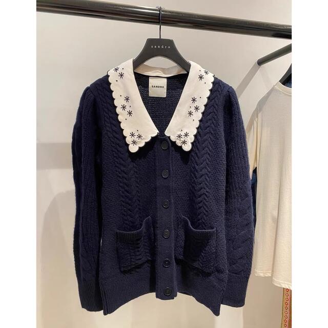 Sandro - ❤️Sandro22 新作新品 紺色ニットカーディガン オシャレ
