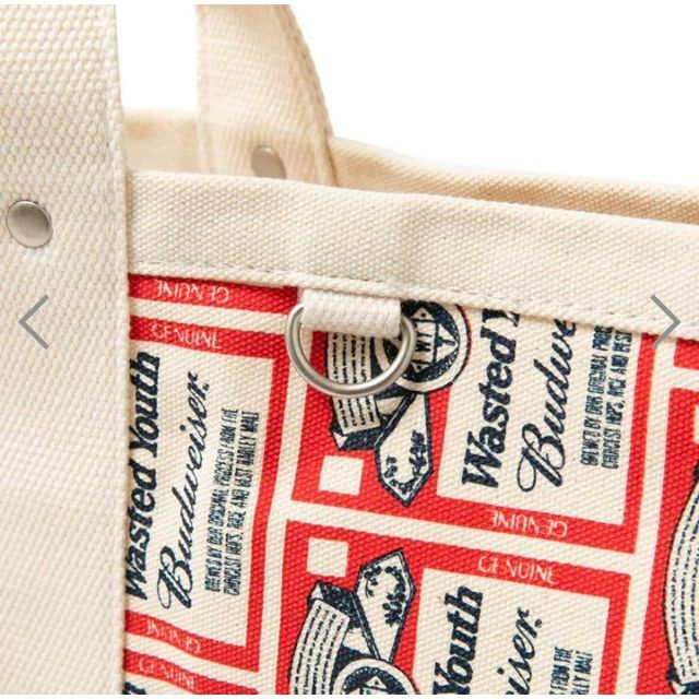 wasted youth budweiser print tote bag