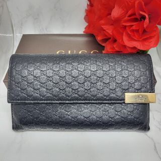 Gucci - GUCCI グッチ マイクロ シマ 長財布 財布 GG 金具 ロゴの