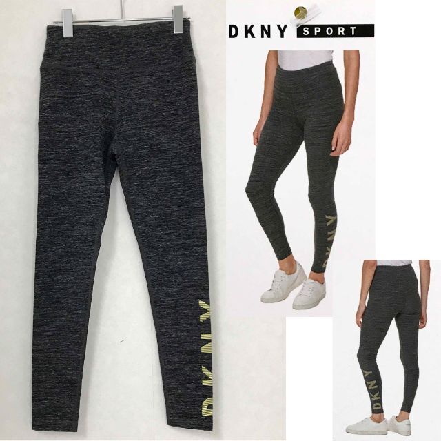 DKNY(ダナキャランニューヨーク)の新品 M ★ DKNY レディース ロゴ レギンス グレー US-S コストコ レディースのレッグウェア(レギンス/スパッツ)の商品写真