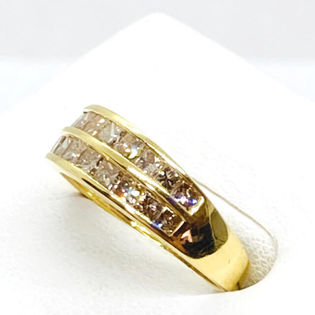 K18YG プリンセスカット ブラウン ダイヤモンド リング D1.00ct レディースのアクセサリー(リング(指輪))の商品写真