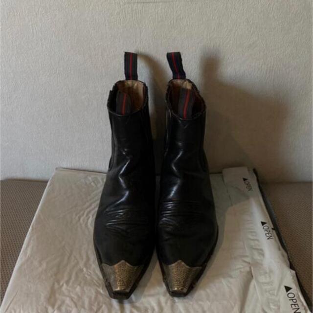 24.5cm Baffalo 革牛蛇 ヴィンテージ ウェスタンブーツZIPブーツ 靴
