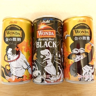 アサヒ(アサヒ)のワンダ ワンピース 25周年 ワンピース缶 缶コーヒー3本 ルフィ エース サボ(コーヒー)