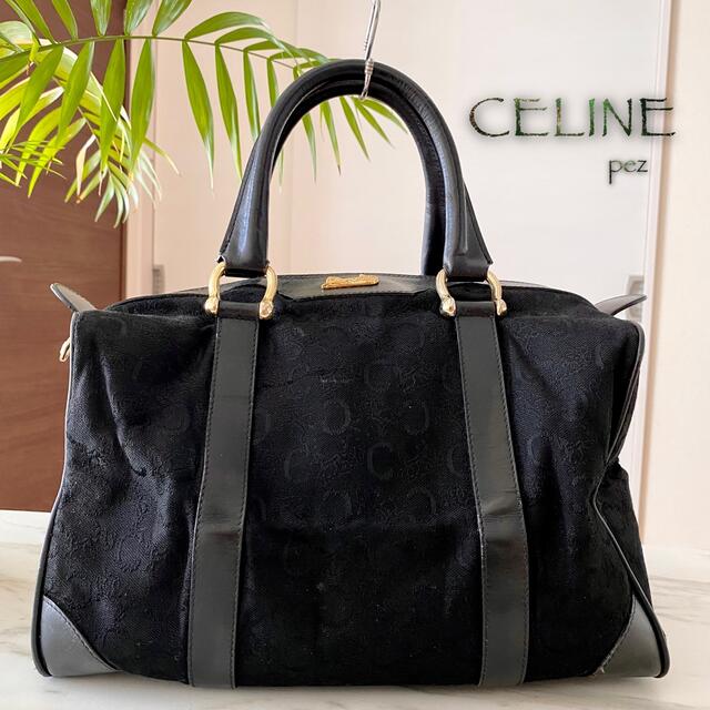 極美品 CELINE セリーヌ 金馬車 マカダム柄 レザーバッグ-