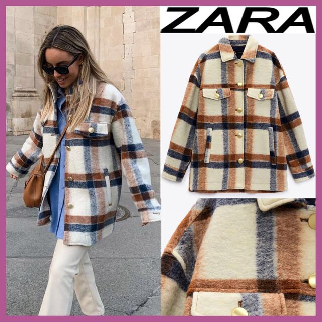 ZARA(ザラ)のZARA ザラ・プレミアム　チェック　シャツジャケット レディースのジャケット/アウター(テーラードジャケット)の商品写真