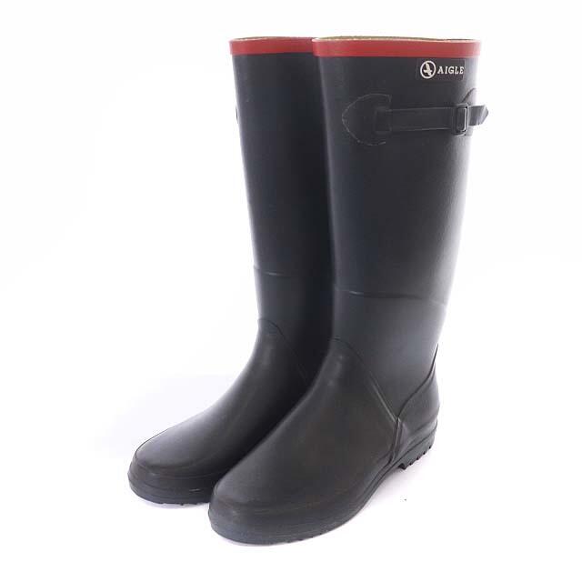 AIGLE(エーグル)のエーグル レインリングブーツ 雨靴 ラバー 37 23.5cm 黒 ブラック レディースの靴/シューズ(レインブーツ/長靴)の商品写真