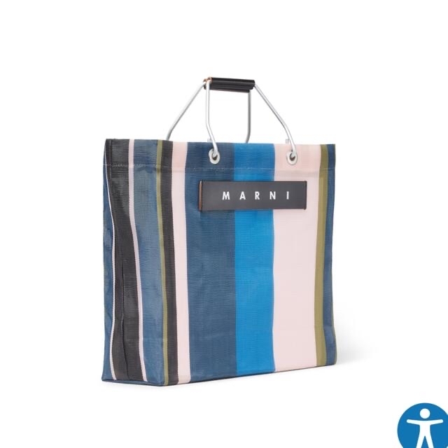 トートバッグマルチカラーブルー MARNI MARKET STRIPEバッグ