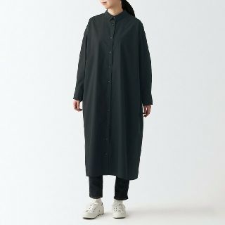 ムジルシリョウヒン(MUJI (無印良品))の■新品■ 無印良品 高密度織り 長袖ワンピース ／黒／ＯＮＥＳＩＺＥ(ロングワンピース/マキシワンピース)