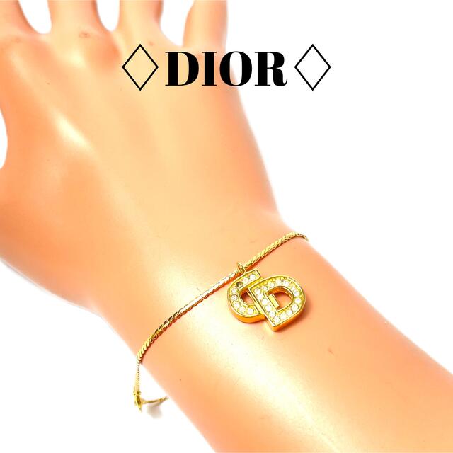 DIOR ディオール/ブレスレット/CD/ラインストーン/ゴールドカラー全長17cm色