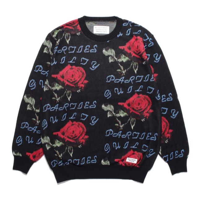 WACKO MARIA(ワコマリア)のWACKOMARIA ROSE JACQUARD SWEATER BLACK メンズのトップス(ニット/セーター)の商品写真