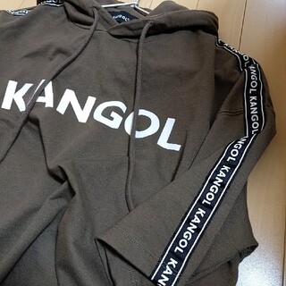 カンゴール(KANGOL)のKANGOL プルオーバーパーカー M 半袖 パーカー カンゴール 茶(パーカー)