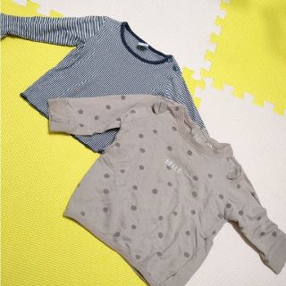 プチバトー(PETIT BATEAU)のプチバトー ❣ 保育園 セット 長袖 ボタン ドット ボーダー 女の子 くま 秋(シャツ/カットソー)