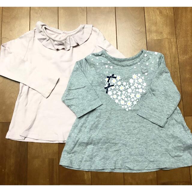 ベルメゾン(ベルメゾン)の＊美品＊ 女の子　100 長袖Tシャツ　2枚まとめ キッズ/ベビー/マタニティのキッズ服女の子用(90cm~)(Tシャツ/カットソー)の商品写真