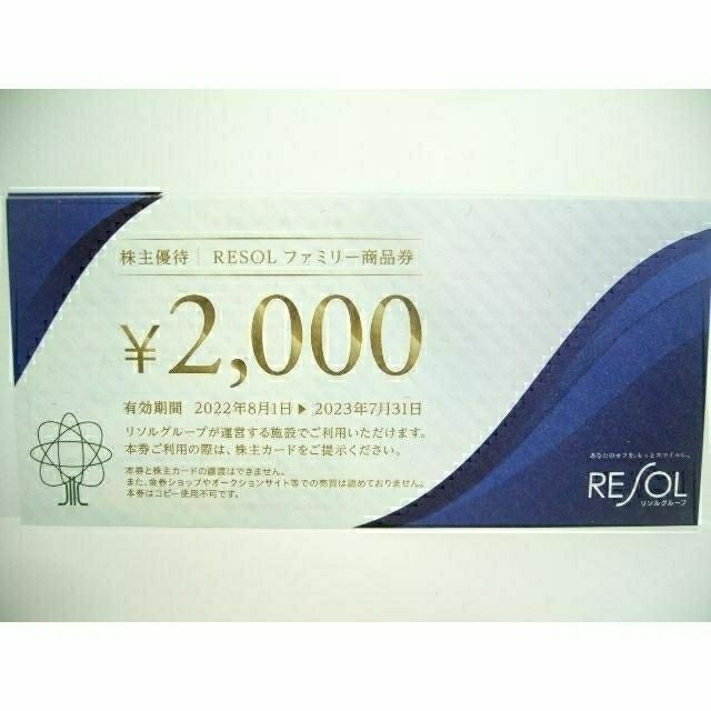リソル 株主優待 RESOLファミリー商品券 20,000円分 - その他