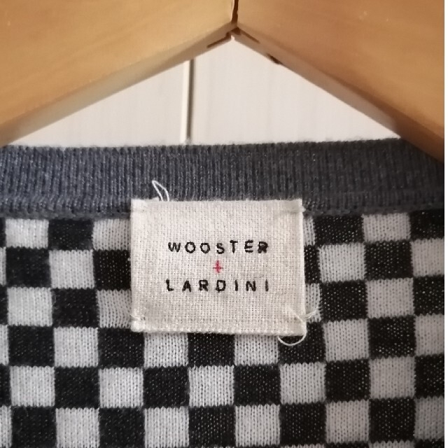 LARDINI(ラルディーニ)の【新品】wooster + LARDINI カーディガン　チェック柄　モノクロ メンズのトップス(カーディガン)の商品写真