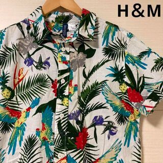 H&M - DIVIDED H&M アロハ シャツ 鳥 花柄
