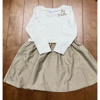 サンカンシオン(3can4on)の＊美品＊ 女の子　3can4on  長袖　ワンピース　100(ワンピース)