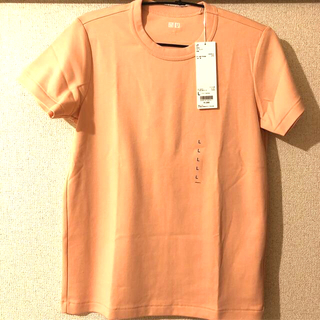 ユニクロ(UNIQLO)のUNIQLO クルーネックTシャツ　ライトオレンジ(Tシャツ/カットソー(半袖/袖なし))