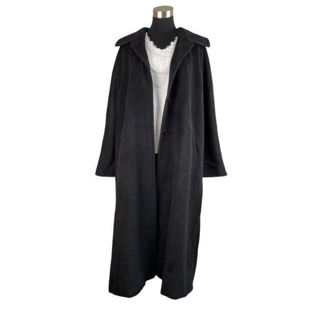 Max Mara 黒 ロングコート 高級 シルバータグ スタイリッシュ 古着