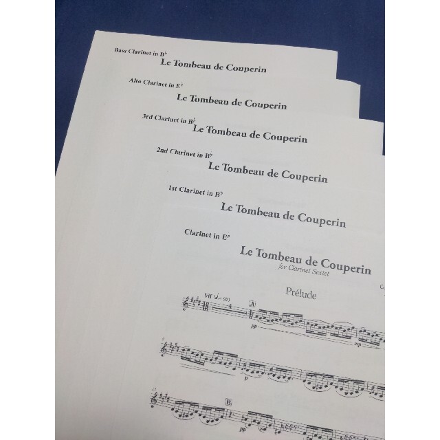 「クープランの墓」より　前奏曲、リゴードン（クラリネット6重奏） 楽器のスコア/楽譜(クラシック)の商品写真