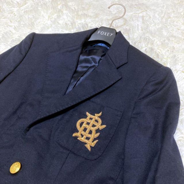 POLO RALPH LAUREN(ポロラルフローレン)のラルフローレン 紺ブレ エンブレム 金ボタン 刺繍 ジャケット M イタリア製 レディースのジャケット/アウター(テーラードジャケット)の商品写真