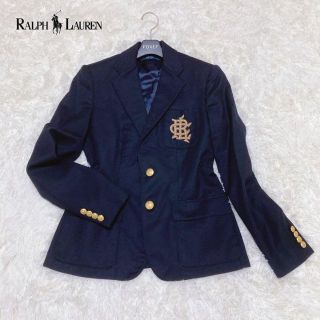 ポロラルフローレン(POLO RALPH LAUREN)のラルフローレン 紺ブレ エンブレム 金ボタン 刺繍 ジャケット M イタリア製(テーラードジャケット)