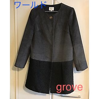 グローブ(grove)のバイカラー♪ハーフコート♡grove(ノーカラージャケット)