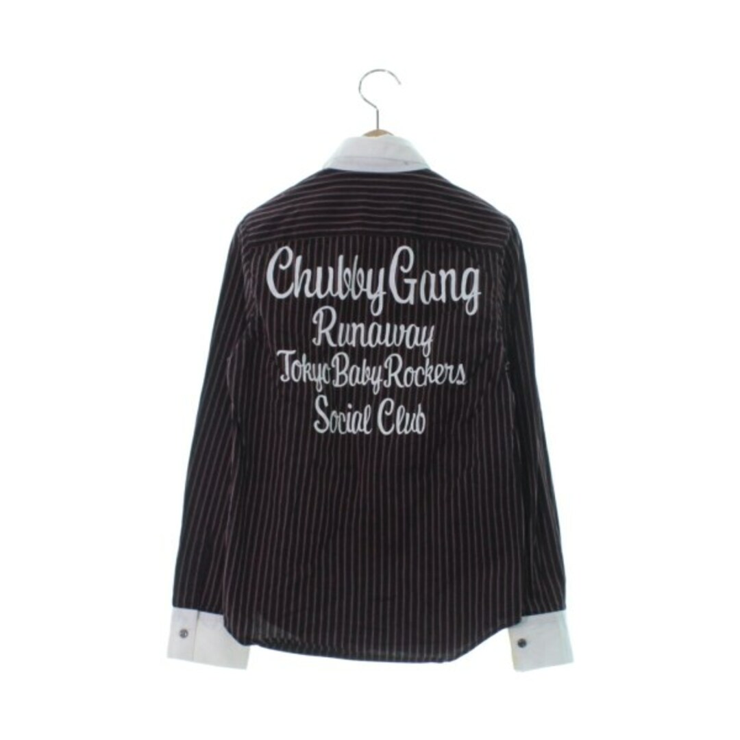 CHUBBYGANG(チャビーギャング)のCHUBBY GANG シャツ S 黒xエンジxグレー(ストライプ) 【古着】【中古】 キッズ/ベビー/マタニティのキッズ服女の子用(90cm~)(ブラウス)の商品写真