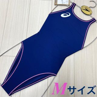 アシックス 女性用競泳水着 Mサイズ 特注カラー ネイビー×ピンクライン 2