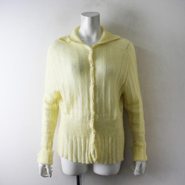 美品 2021AW JOICEADDED ジョイスアディッド silk mohair ribbed cardigan シルクモヘヤニットカーディガン /イエロー【2400012988859】